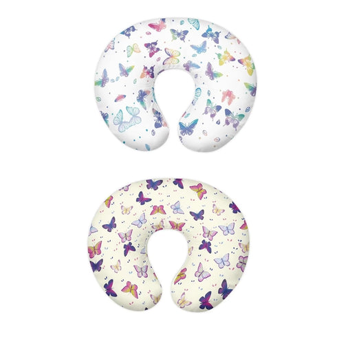 Goronwyfloyd 2 Multi Colorful Butterfly Nursing Pillow Cover for Baby Boy Girl Pieces Newborn U-Shaped Breastfeeding