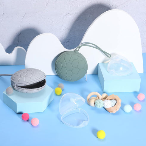 4 Set 2 2 Nuanchu Pieces Pacifier Holder Case Silicone Portable Pacifier Case Cover Pouch for Diaper Bag