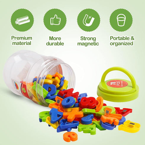 RAEQKS Magnetic Letters Numbers Alphabet ABC Colorful 123 Refrigerator Magnets for Preschool Learning Toy Set