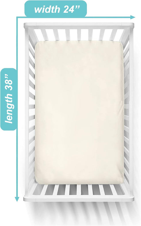 TL Care 100% 24" 38", Supreme Natural Cotton Jersey Knit Mini Crib Sheet, Cream, x Soft Breathable