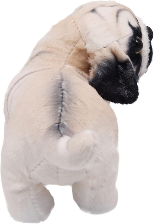 Lifelike 9 Inch Pug Dog Stuffed Animal, Animated Plush Puppy Toy, Super Realistic Gift for Kids