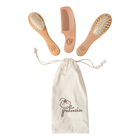 Infant Hair Brush and Comb Set for Newborns and Toddlers - Natural