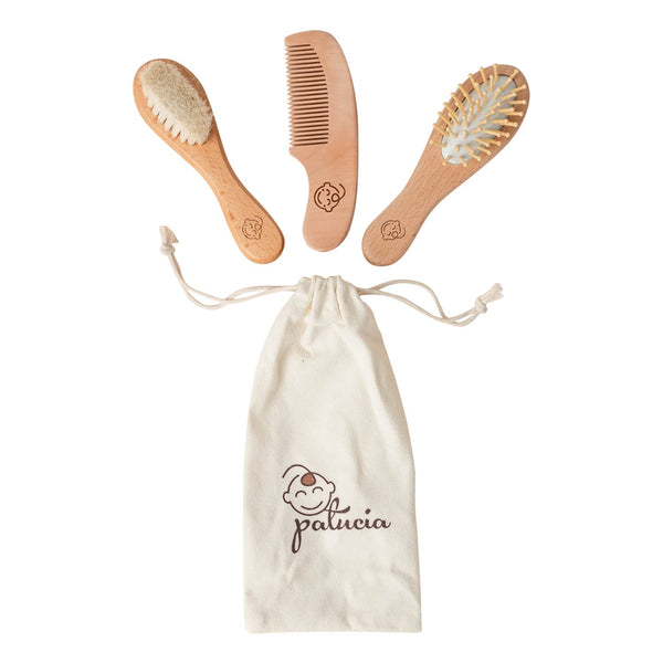 Infant Hair Brush and Comb Set for Newborns and Toddlers - Natural
