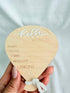 Kemmintvn Wooden Newborn Announcement Ornament, Hello World Balloon Sign with Hanging Rope, Birth Details Wood
