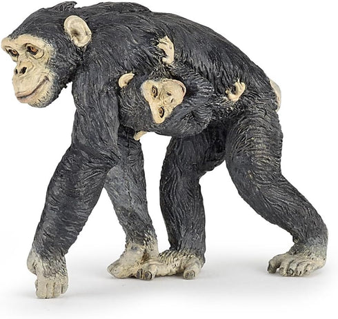 Papo Hand-Painted Chimpanzee and Baby Figurine - Wild Animal Kingdom Collectible for Children