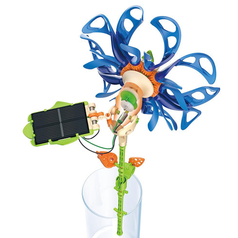 8+, Thames & Kosmos SolarFlower Sapphire Swirl STEM Kit | Build a Motorized Solar-Powered Flower with Spinning