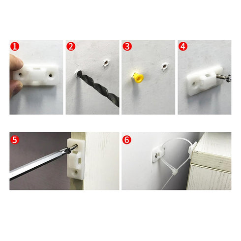 Qianly 6Pcs Furniture Anchors Furniture Anchor and Straps Compact Portable Wall Anchor Straps for TV Stands Bookcase