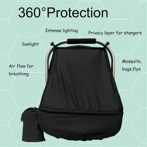 ZERTAO 3-in-1 Car-Seat Canopy Cover - Protective Carseat Sun Shade Canopy with Privacy Shade Canopies Covers for Boys