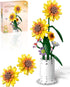 AMSHINE Sunflower Bouquet Building Block Set, Flower with Vase Building Toys, Home Garden