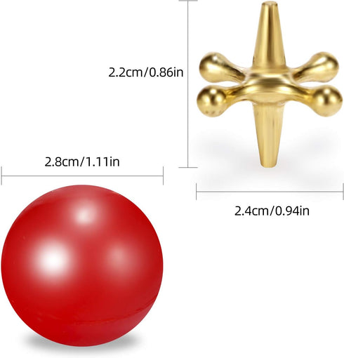 Legigo 3 Sets Retro Metal Jacks and Ball Game Toys Kit - Includes 3 Red Rubber Balls and 30 Gold and Silver Metal Jacks