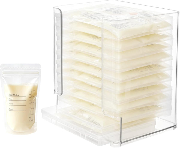 Rainmae Breastmilk Storage Bag Organizer, Breastmilk Freezer Tray, Breast Milk Storage Tower,