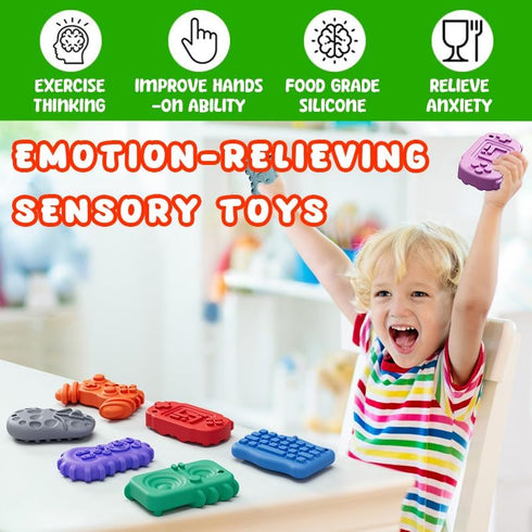 6Pcs Fidget Toys for Kids Adults, Textured Sensory Stones for Autism ADHD Kids CalmingSilicone Worry Stones