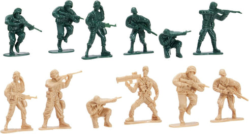 Juvale 100-Piece Army Men Toy Soldiers Playset - Small Plastic Action Figures, Military Battlefield Accessories & Tanks