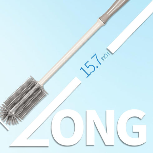 15.7" Set 6 Pack Silicone Bottle Brush - Water Bottle and Straw Cleaner Brush Long Handle for Hydro Flasks, Sports