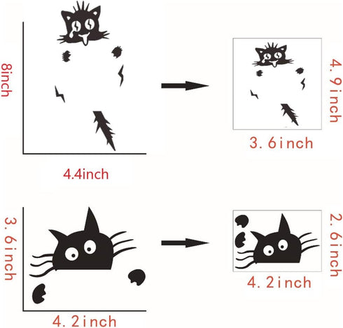 Removable Switch Sticker, 6 Pcs Cute Black Cats Cartoon Wall Sticker, Light Switch Decor Decals for Family DIY Home
