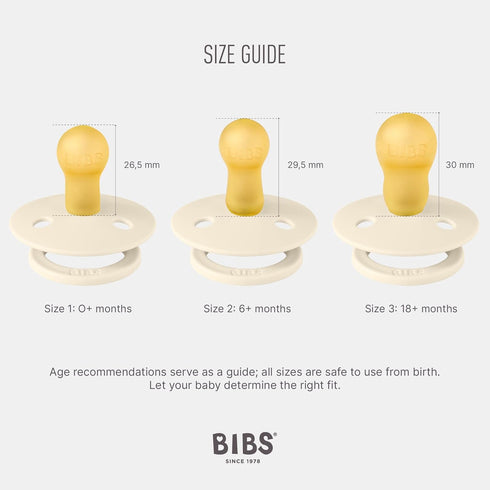 BIBS Pacifiers Colour Collection, Natural Rubber Baby Pacifier Set of 2, BPA-Free Soothers Made in Denmark