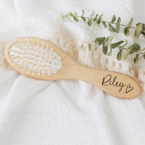 DOYOUWE Set Personalized Baby Hairbrushes, Gently Grooms Baby's Hair, Natural Wooden Hairbrush Baby Brush for Newborns