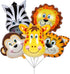 BALONAR 5pcs Animal Balloons for Child Birthday Party Supplies - 32 Inch Tiger Lion Zebra Monkey Giraffe, Cute Baby