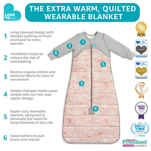 3.5TOG 6-18 Love to Dream Extra Warm Baby Sleep Bag, Super Soft Temp Regulating Sleeping Sack, Warm Wearable Blanket