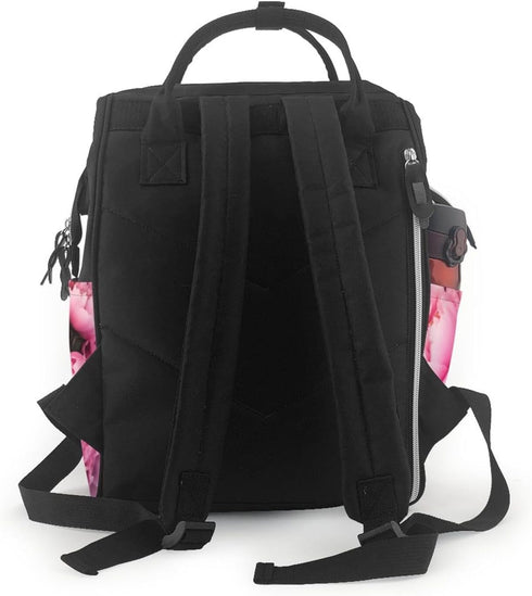 DWVTSLH Backpack Mummy Backpack Pink peony Diaper Bag Multifunction Nappy Bags Waterproof Large Capacity Travel