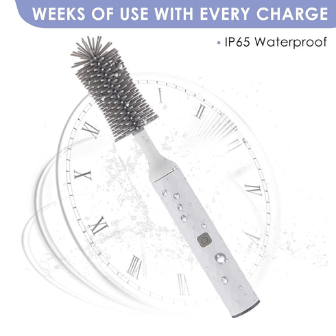 soarup90000 Set Electric Baby Bottle Brush with Electric Bottle Brush and Silicone Bottle/Nipple Brush, Long Straw