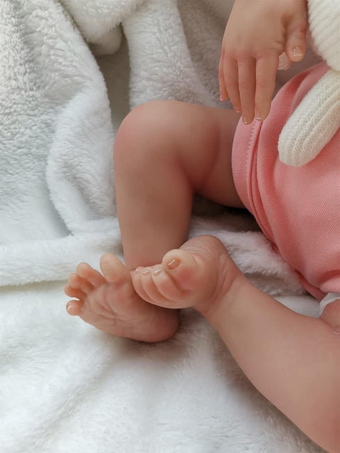 Zero Pam 19" Realistic Reborn Baby Doll Girl - Lifelike Soft Silicone Vinyl, Handmade Weighted Toddler Toy