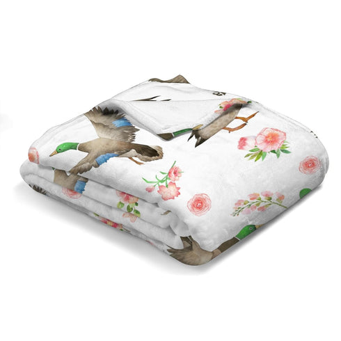 Mallard Duck Boho Floral Baby Blanket, 30x40, Soft Warm Receiving Blanket for Boys & Girls, Toddler Nursery