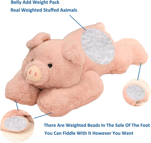 Weighted Stuffed Animals, 3.3 lbs Weighted Pig Plush Toy, Throw Pillow Gifts for Boys Girls, 19.6 inch