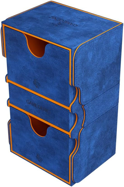 Gamegenic Stronghold 200+ XL Convertible Deck Box - Double-Sleeved Card Storage with Accessories Drawer, Blue/Orange