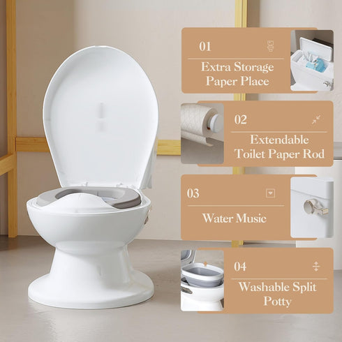 Garvee Toddler Potty Training Toilet, Potty Chair, Detachable Training Seat for Boys & Girls, Flushing Sound, Wipes