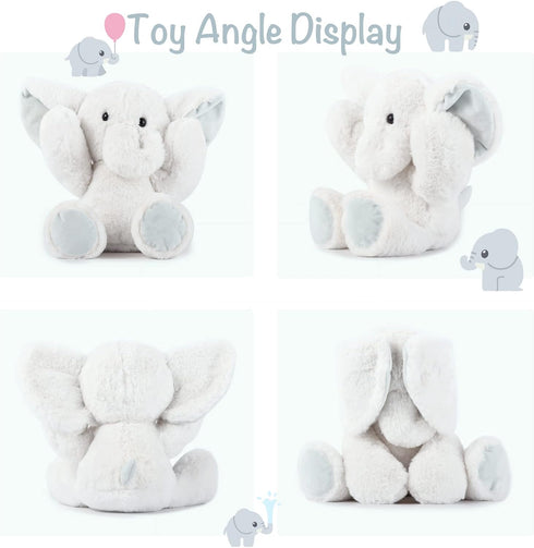 TCBunny Baby Elephant Bedtime Stuffed Animal Plush Toy Gift, 11", Kids, Amy (White)