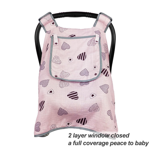 Summer, Car seat Covers for Babies, Infant Carseat Canopy for Newborn Carrier, kick Proof Yet Anti-Slip Design, Muslin