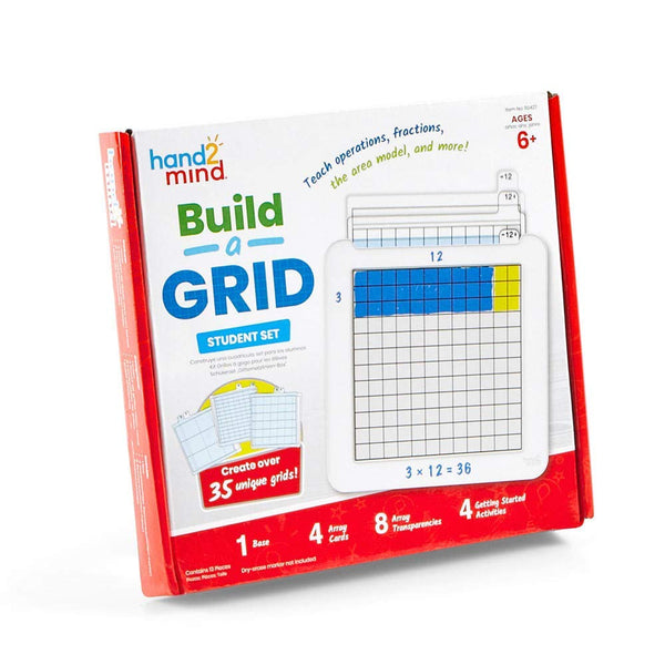 hand2mind Build-A-Grid Dry Erase Multiplication Game for 3rd Grade Math, Montessori Supplies (Set of 1)