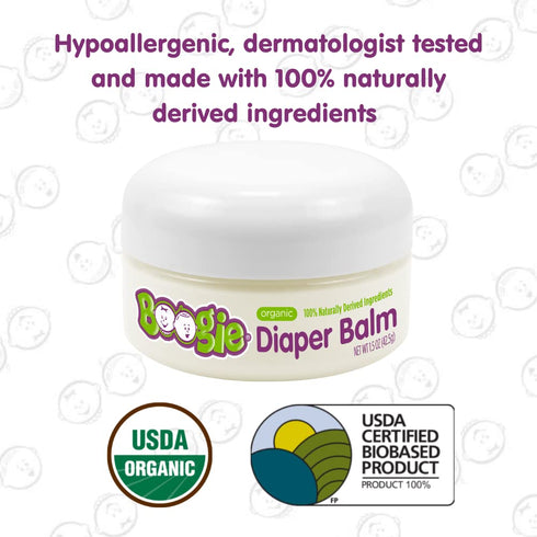 Boogie Diaper Rash Balm for Baby, USDA Certified Organic, Naturally Derived Ingredients, 1.5 oz