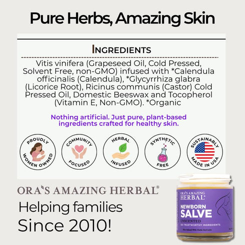 Ora's amazing Herbal, Newborn Salve, Diaper Rash Cream, Calendula Baby Balm, EWG Verified Baby Ointment, Acne Eczema