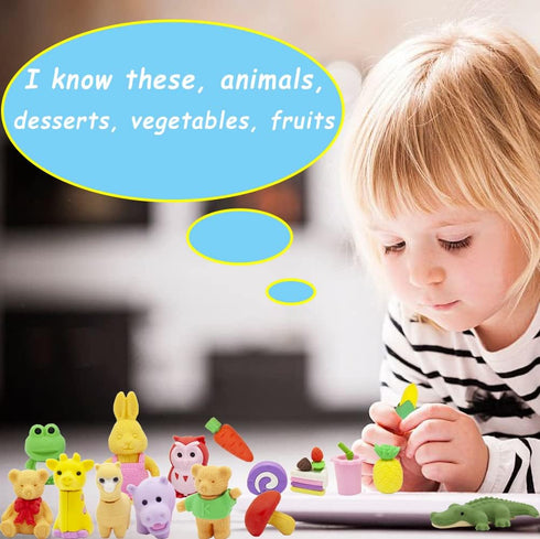 70 pcs Animal Erasers, Desk Pets for Kids, Puzzle Erasers for Classroom Prizes, Party Favors, Easter Egg Stuffers.