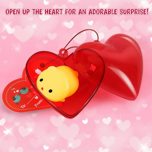 28pcs TOY Life Mochi Squishy Toys Birthday Gifts for Kids Classroom with Filled Hearts & Birthday Cards Kawaii