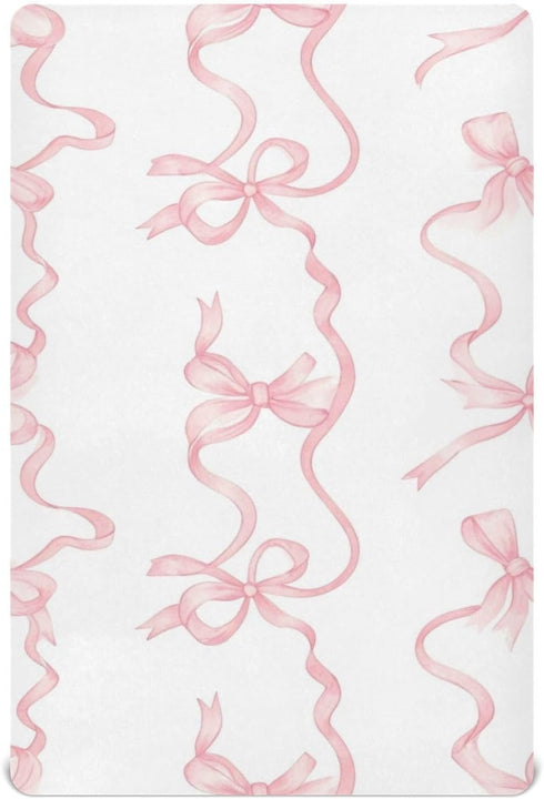 Jihqo Watercolor Bows Crib Sheets for Boys Girls Pack N Play Sheet Soft