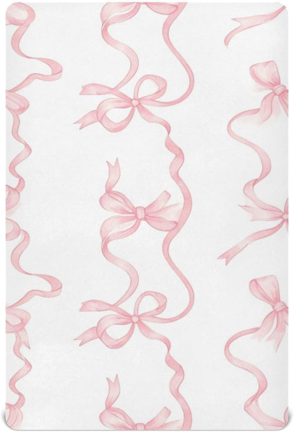 Jihqo Watercolor Bows Crib Sheets for Boys Girls Pack N Play Sheet Soft
