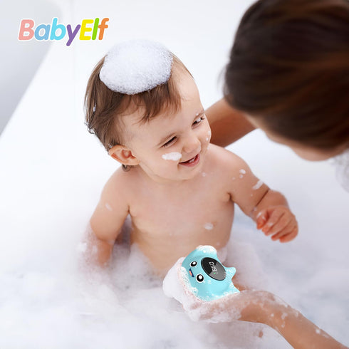 Baby Bath Thermometer - BabyElf Safety Floating Bathing Toy for Infants, Upgraded Mute Visual Alert