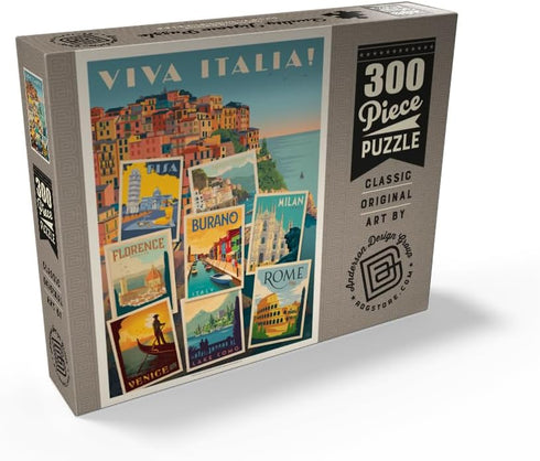 300 MyPuzzle Italy: Viva Italia! Collage, Vintage Poster - Premium Piece Jigsaw Puzzle for Adults