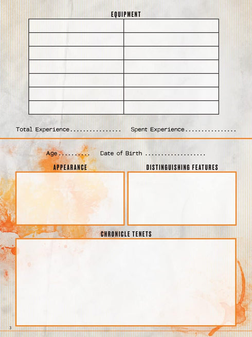 Hunter: The Reckoning 5th Edition Expanded Character Sheet Journal by Renegade Game Studios