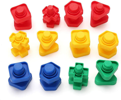LotFancy Nuts and Bolts - 24pcs Fine Motor Skills Occupational Therapy Toys for Kids with Storage Box