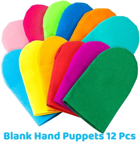 WATINC 12Pcs Hand Puppet Making Kit for Kids, Creative DIY Felt Sock Puppet Toys for Role Play