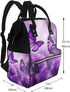 HCBPWVQA Backpack Daypacks Backpack Mommy Purple Flower Butterflies Diaper Bag with Changing Pad and Pacifier Holder