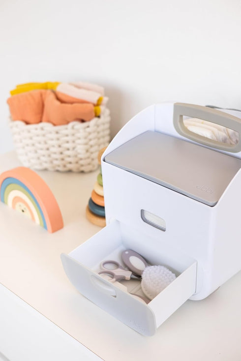 Ubbi Portable Diaper Changing Station Diaper Storage Caddy Organizer with Folding Changing Mat, Stores Baby Diapers