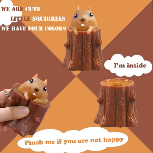 Squirrel Squeeze Toys, Evil Squirrel Decompression Rubber Fidget Toy, 4Pcs Stress Relief Gift for Kids and Adults