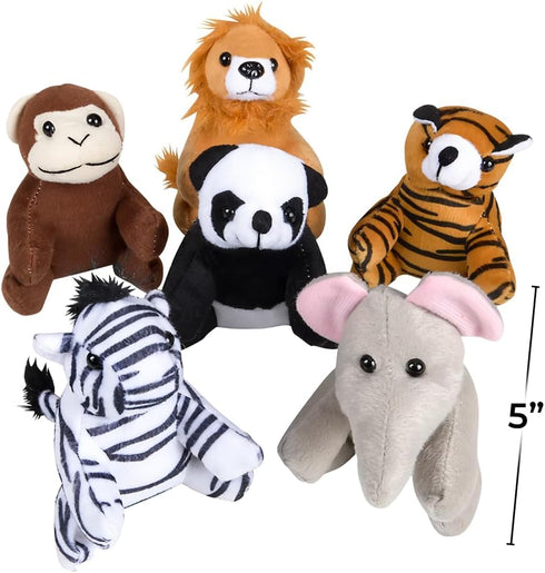 Adventure Planet 5-inch Zoo Animal Plush, Bulk Pack of 12 Pieces
