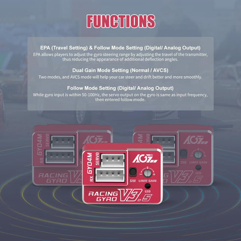 AGFRC Upgraded Mini Z RC Gyros, Mini Gyros for Drifting Mini-Z Car, Full Aluminum Precision Red RC Gyro Set