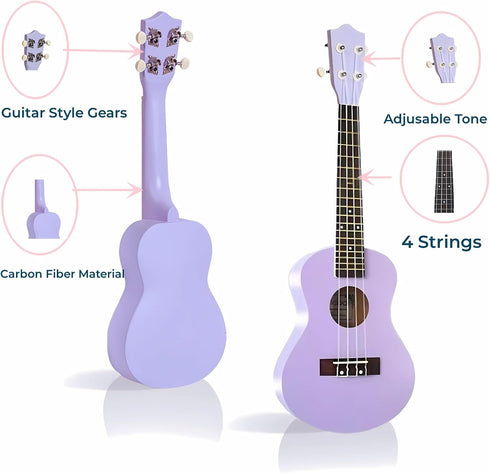 Jakeloo Kids Guitar Acoustic, 21 Inch Carbon Fibre Ukulele for Toddlers, Ideal Musical Toy for 3-9 Year Olds (Purple)